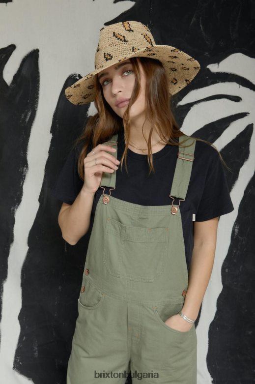 Brixton Жени плетена сламена шапка от мадера H002T4507 аксесоари естествен леопард