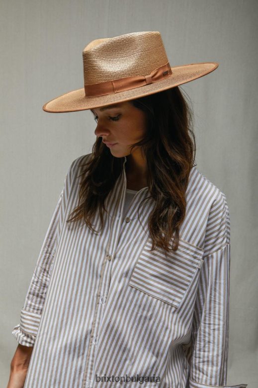 Brixton Жени jo сламена шапка на ранчо ограничена H002T4520 аксесоари кафе/кафява обикновена трипила