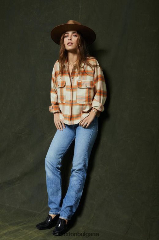 Brixton Жени bowery l/s фланела H002T4444 облекло бяла шапка