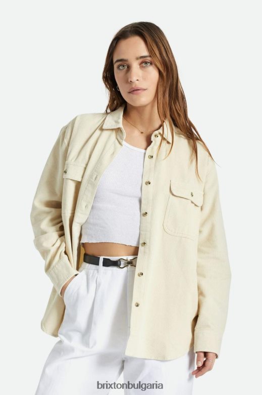 Brixton Жени горна риза bowery boyfriend от рипсено кадифе H002T4441 облекло бяла шапка