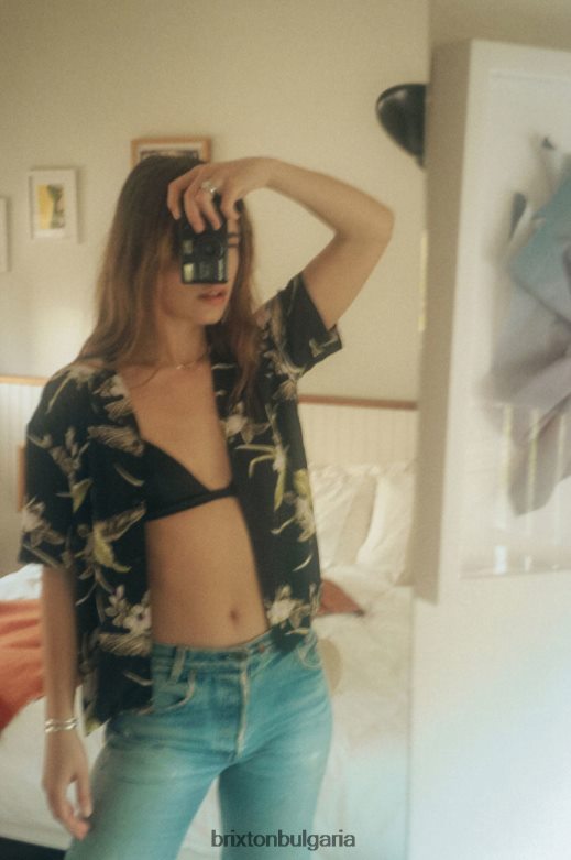 Brixton Жени тъкана риза bunker paradise s/s H002T4417 облекло черен