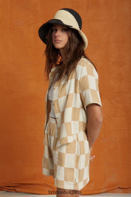 Brixton Жени mykonos boxy s/s тъкани H002T4414 облекло пясък