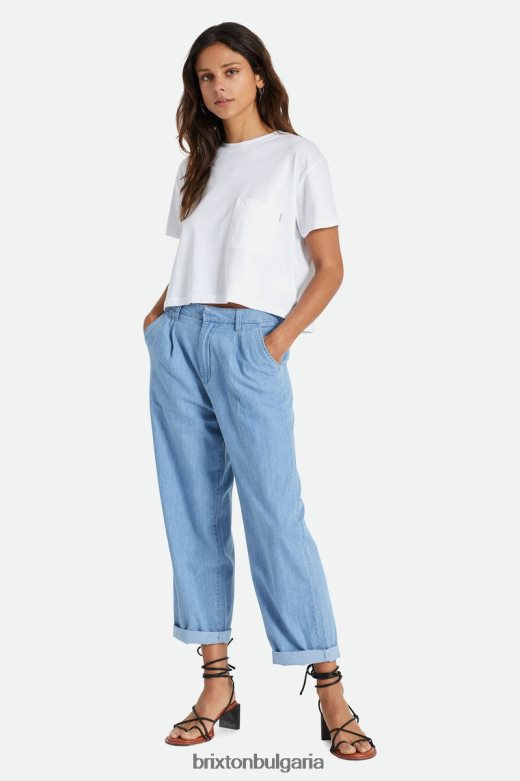 Brixton Жени безгрижна джобна тениска H002T4431 облекло бяло