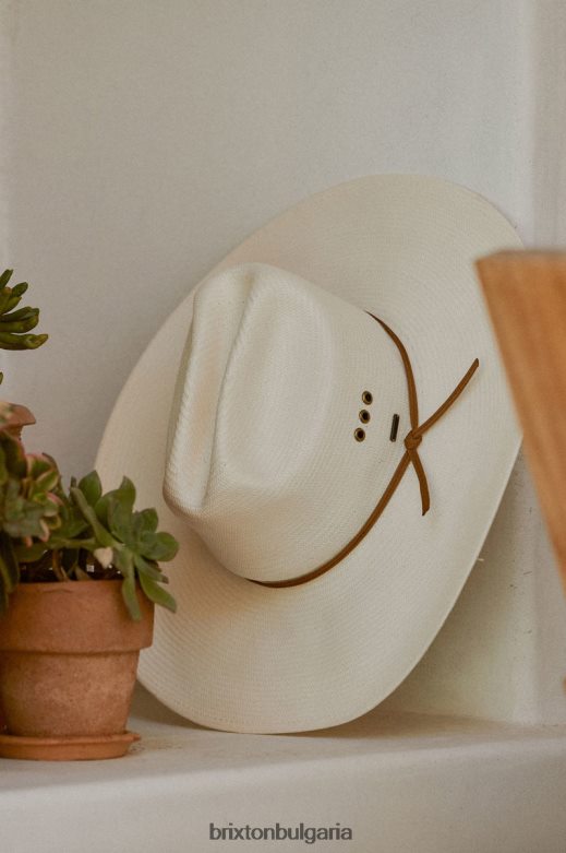 Brixton мъже el paso сламена резервна каубойска шапка H002T4176 аксесоари мръсно бяло
