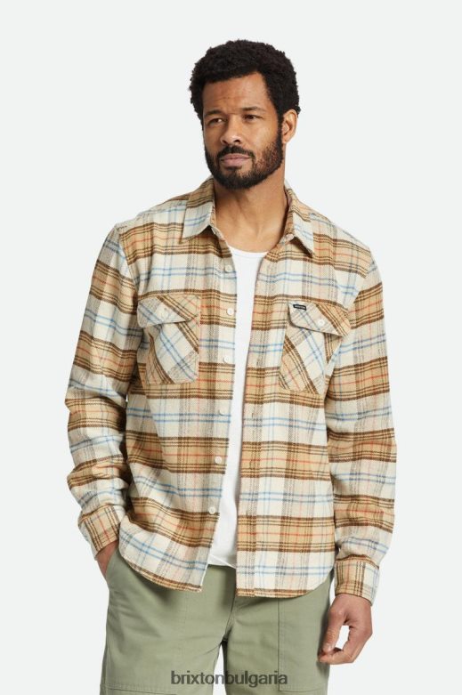 Brixton мъже bowery l/s фланела H002T417 облекло мръсно бяло/бяла шапка/тъмна земя