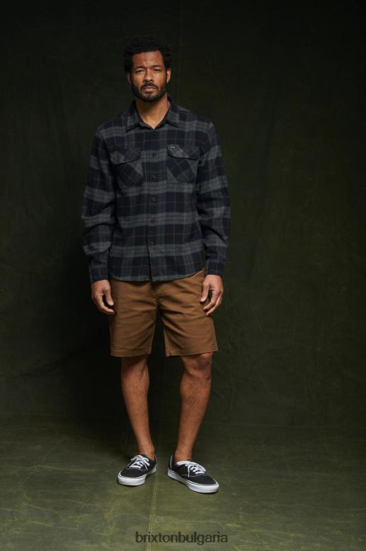 Brixton мъже bowery l/s фланела H002T420 облекло черно/въглен