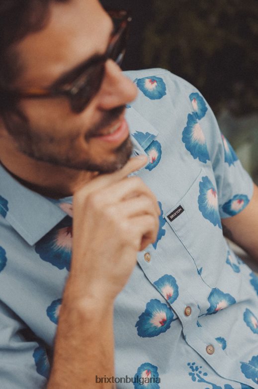 Brixton мъже тъкана риза с чартърен принт H002T410 облекло прашно синьо/тихоокеанско синьо/коралово розово
