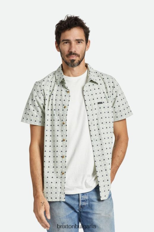 Brixton мъже чартърен печат s/s тъкани H002T47 облекло минерално сиво/измито тъмносиньо/бяло