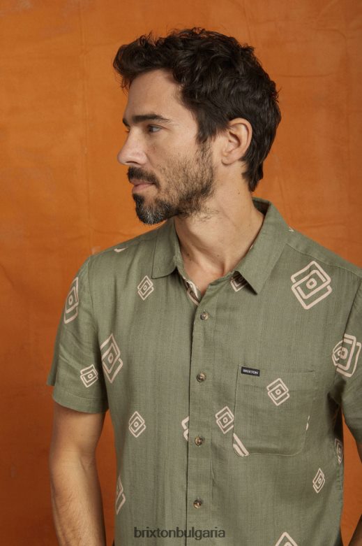 Brixton мъже харта slub s/s тъкани H002T42 облекло маслинен излишък/коралово розово