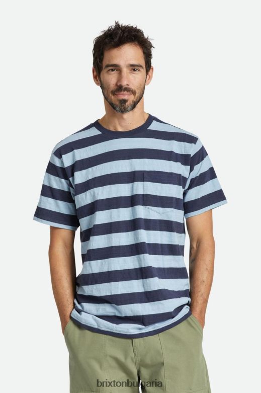 Brixton мъже джобна тениска с дръжка на дръжката H002T470 облекло измито морско/прашно синьо