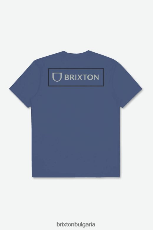 Brixton мъже alpha block s/s тениска по поръчка H002T473 облекло тихоокеанско синьо/минерално сиво/черно