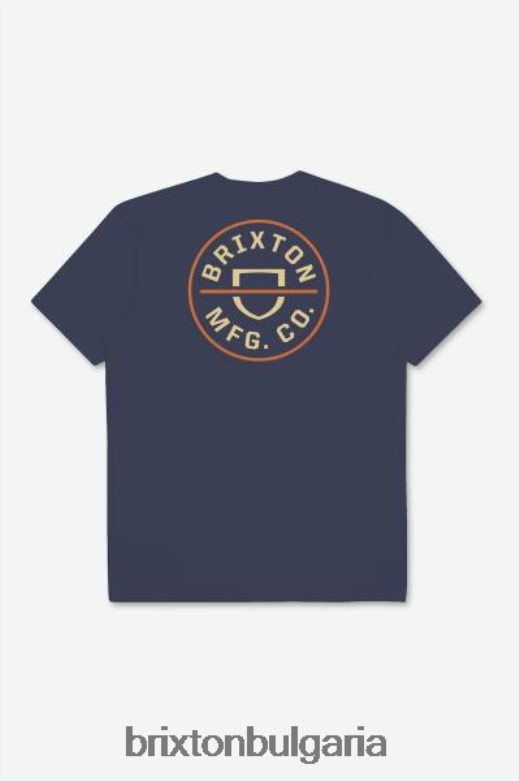 Brixton мъже гребен ii s/s стандартна тениска H002T454 облекло измит тъмносин/слама/райски портокал