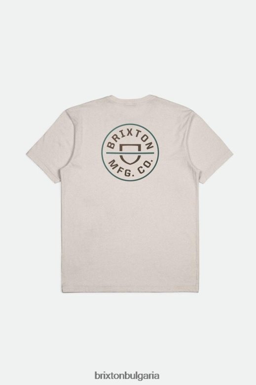 Brixton мъже гребен ii s/s стандартна тениска H002T455 облекло сметана/тъмна земя/смърч