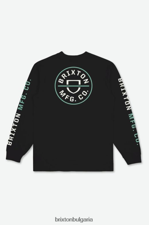 Brixton мъже гребен l/s tee H002T484 облекло черно/бяло/нефрит