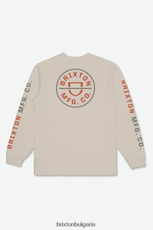 Brixton мъже гребен l/s tee H002T485 облекло сметана/изгорено червено/маслини излишък