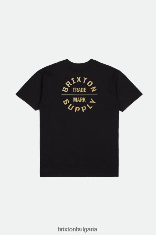 Brixton мъже oath v s/s стандартна тениска H002T429 облекло черен/слама/маслинов излишък