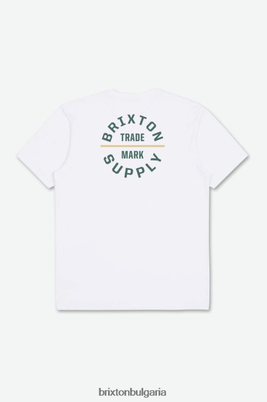 Brixton мъже oath v s/s стандартна тениска H002T431 облекло бяло/смърч
