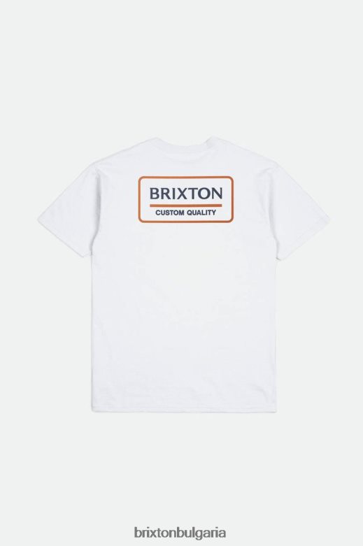 Brixton мъже palmer proper s/s стандартна тениска H002T488 облекло бяло/измито морско/райско оранжево