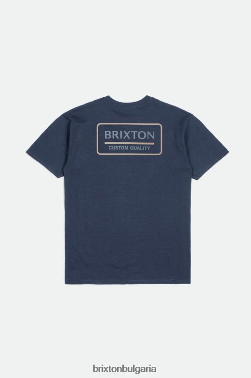 Brixton мъже palmer proper s/s стандартна тениска H002T489 облекло измито морско/прашно синьо/опушено сиво