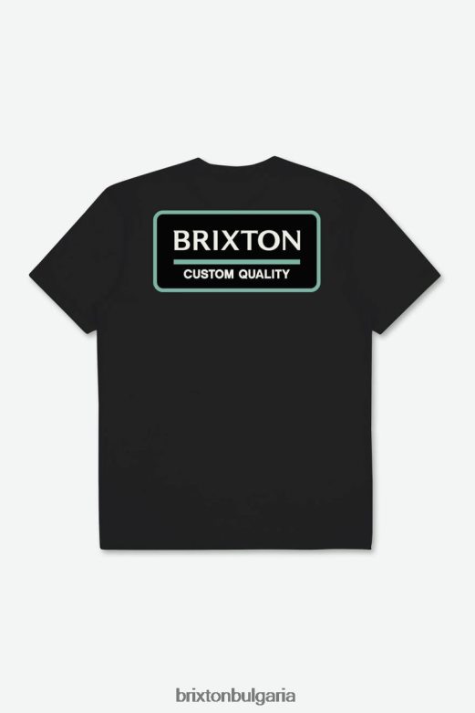 Brixton мъже palmer proper s/s стандартна тениска H002T490 облекло черно/нефрит/бяло