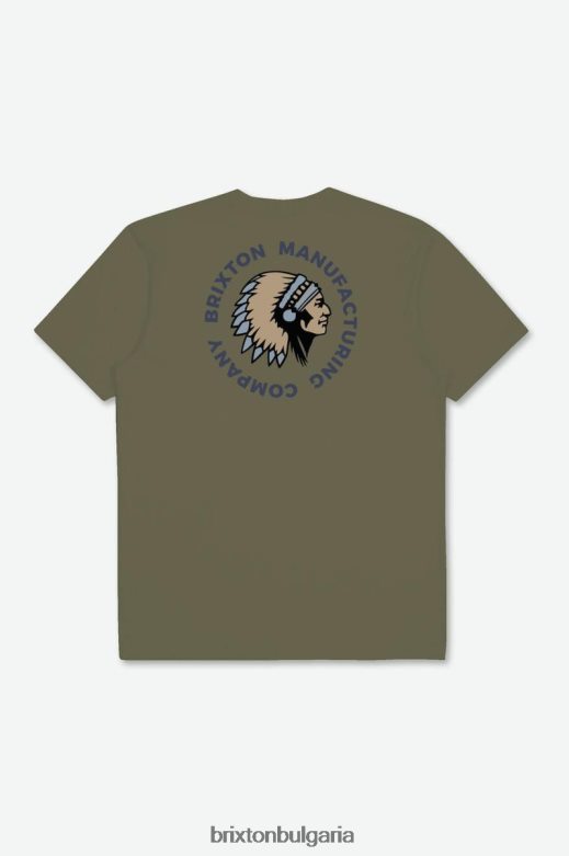 Brixton мъже конкурентен печат s/s стандартна тениска H002T481 облекло маслиново излишък/прашно синя боя за дрехи