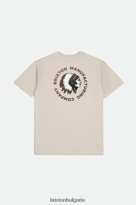 Brixton мъже конкурентен печат s/s стандартна тениска H002T482 облекло крем/бизон боя за дрехи