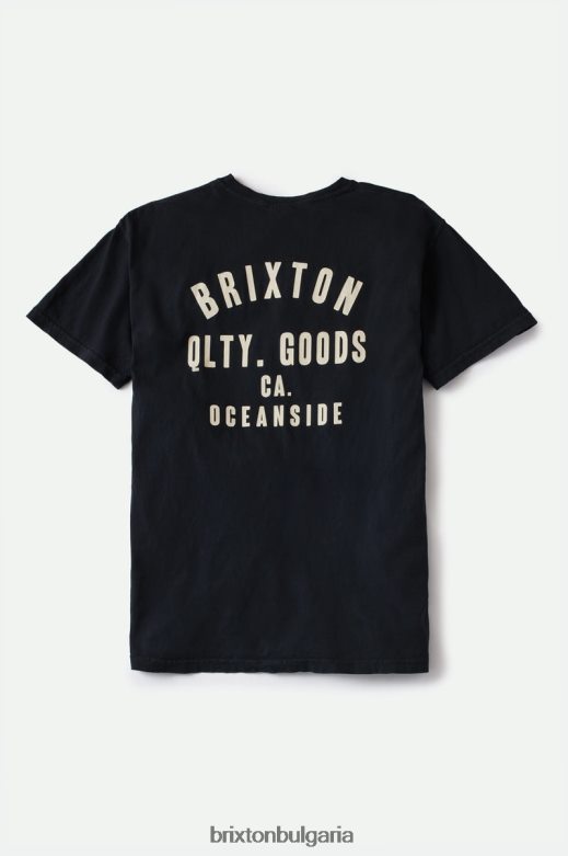 Brixton мъже woodburn oceanside s/s стандартна тениска H002T4109 облекло черна/бяла боя за дрехи
