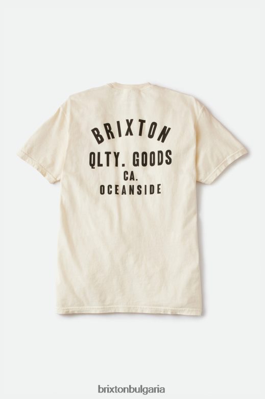 Brixton мъже woodburn oceanside s/s стандартна тениска H002T4110 облекло кремава/черна боя за дрехи